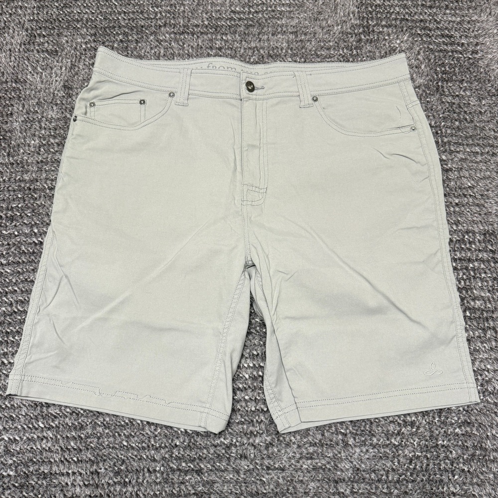 Prana‎ Mens Shorts 38W 9 Inch Inseam Gray Athletic Outdoor Performance